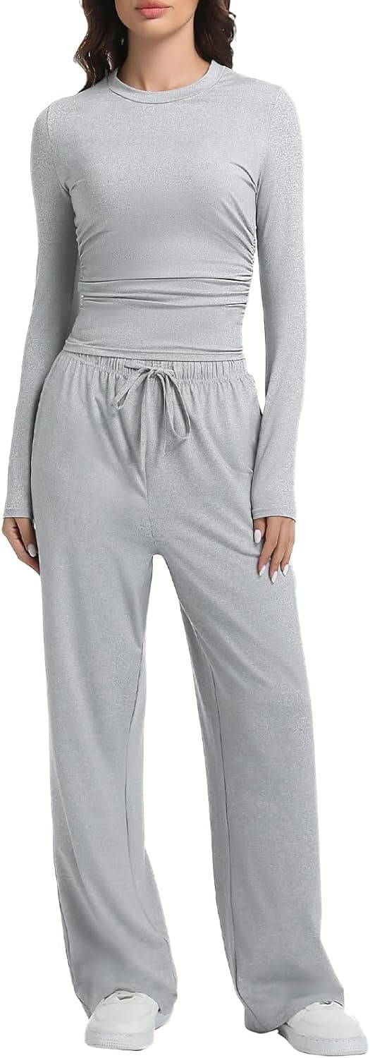 SXGYH Relaxed Wide-Leg Loungewear Set - Long Sleeve Two-Piece - Image 1