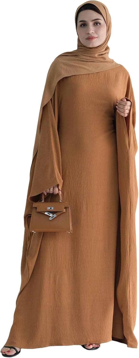 Voqoeri Flowing Batwing Abaya Set with Matching Hijab - Image 1