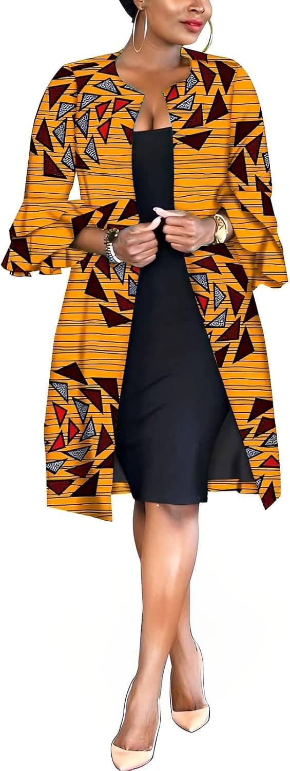 RealWax Ankara Print Long Jacket - African Wax Dashiki Coat - Image 1
