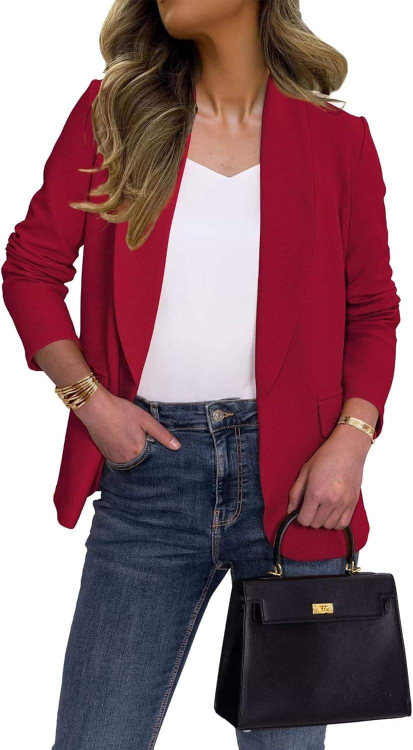 Ahlaray Open Front Business Blazer - Professional Long Sleeve Jacket - Image 1