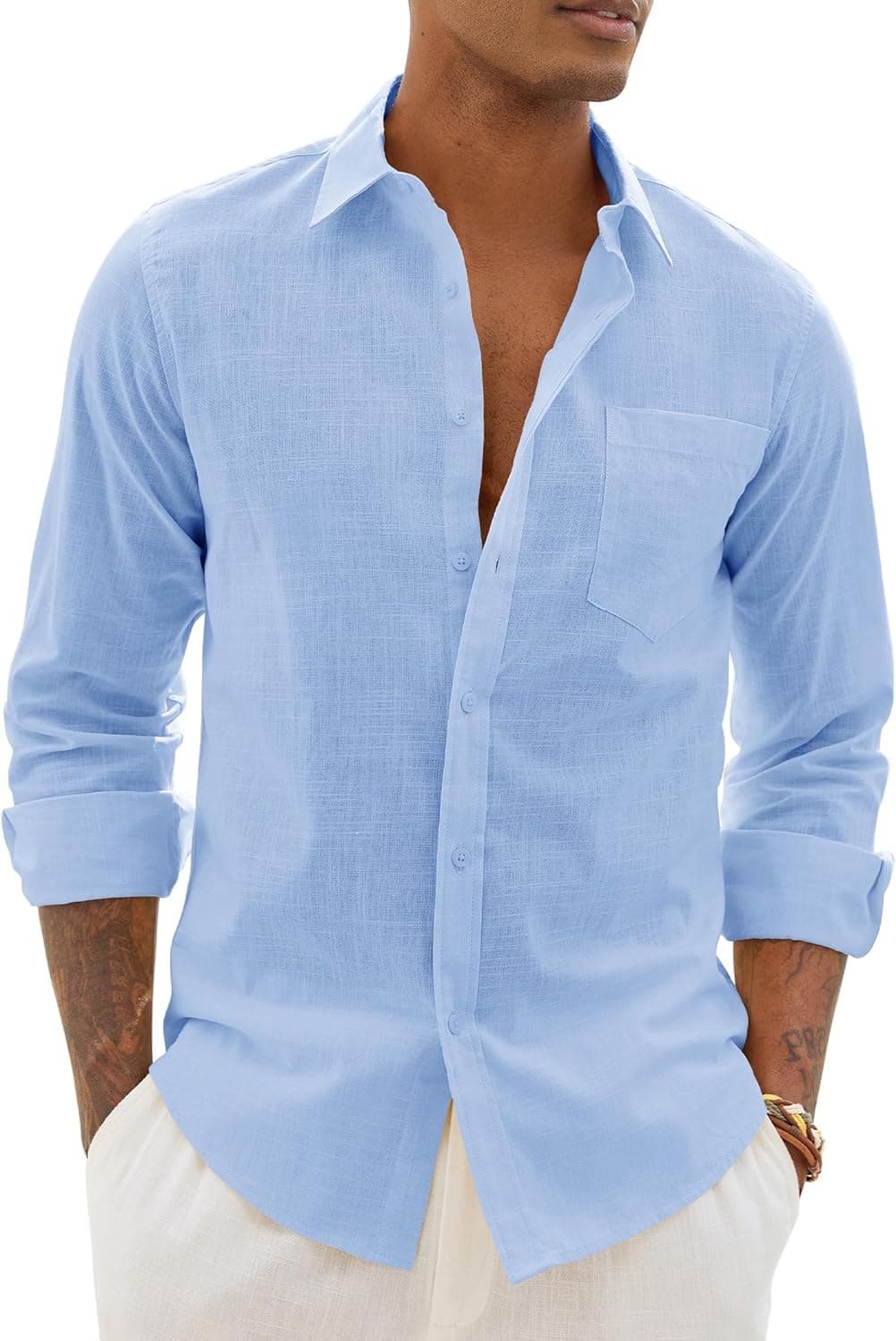 Alimens & Gentle Long Sleeve Cotton-Linen Shirt - Image 1