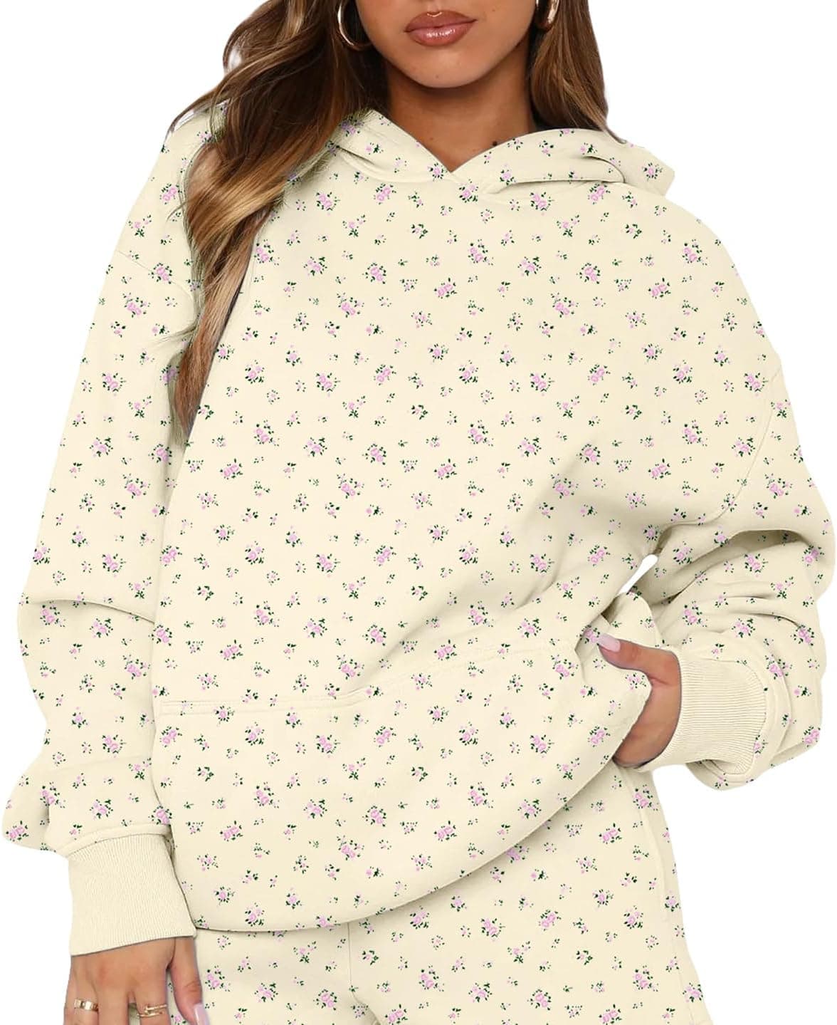 BAIGRAM Ditsy Floral Oversized Fleece Hoodie - Y2K Style - Image 1