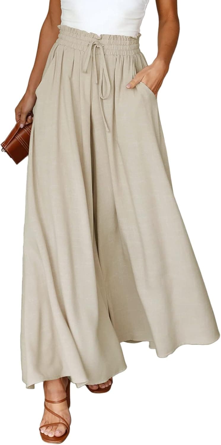 Dokotoo Wide Leg Casual Pants - Beige - Image 1