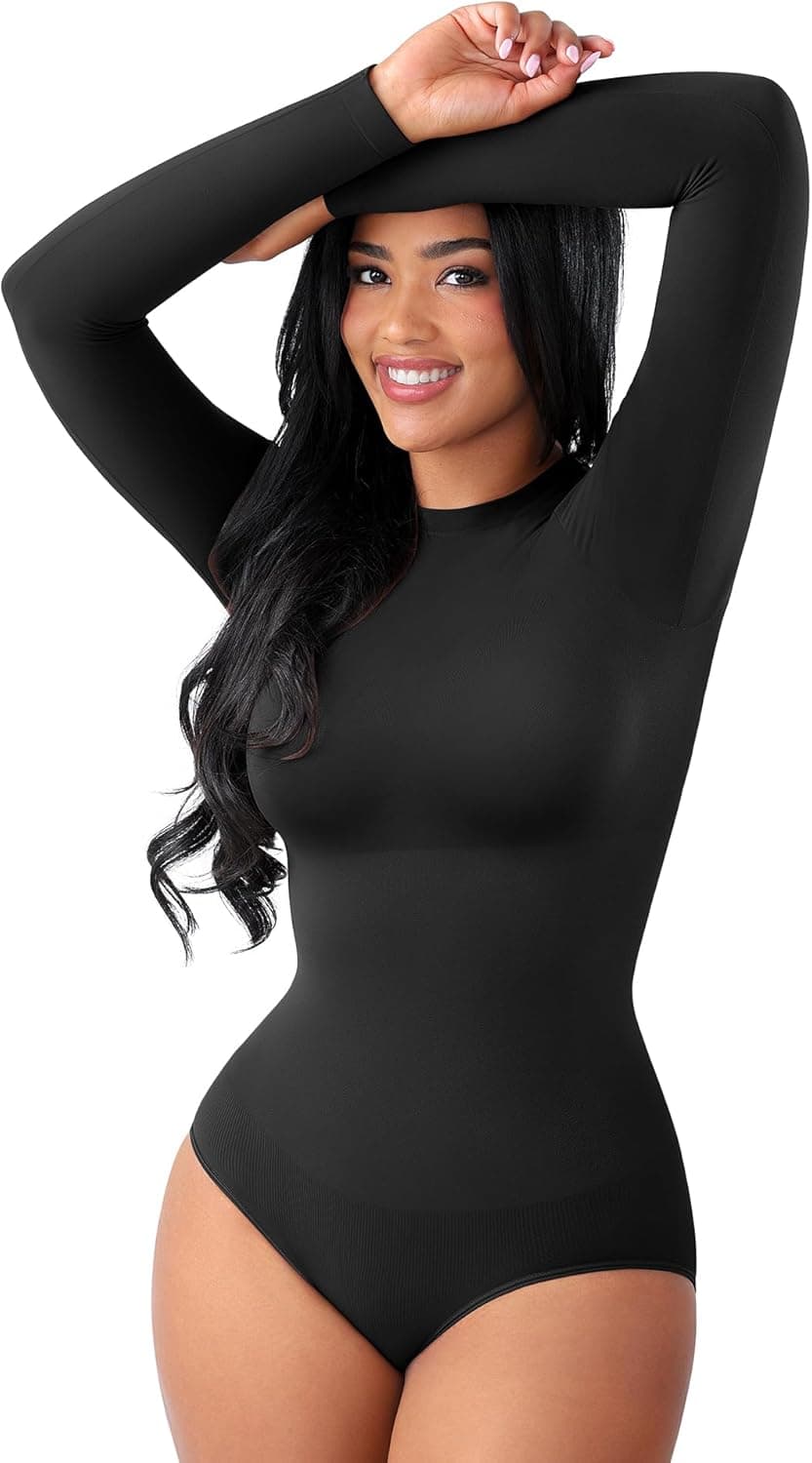 FeelinGirl Long Sleeve Seamless Bodysuit - Anti-Wedgie Comfort - Image 1