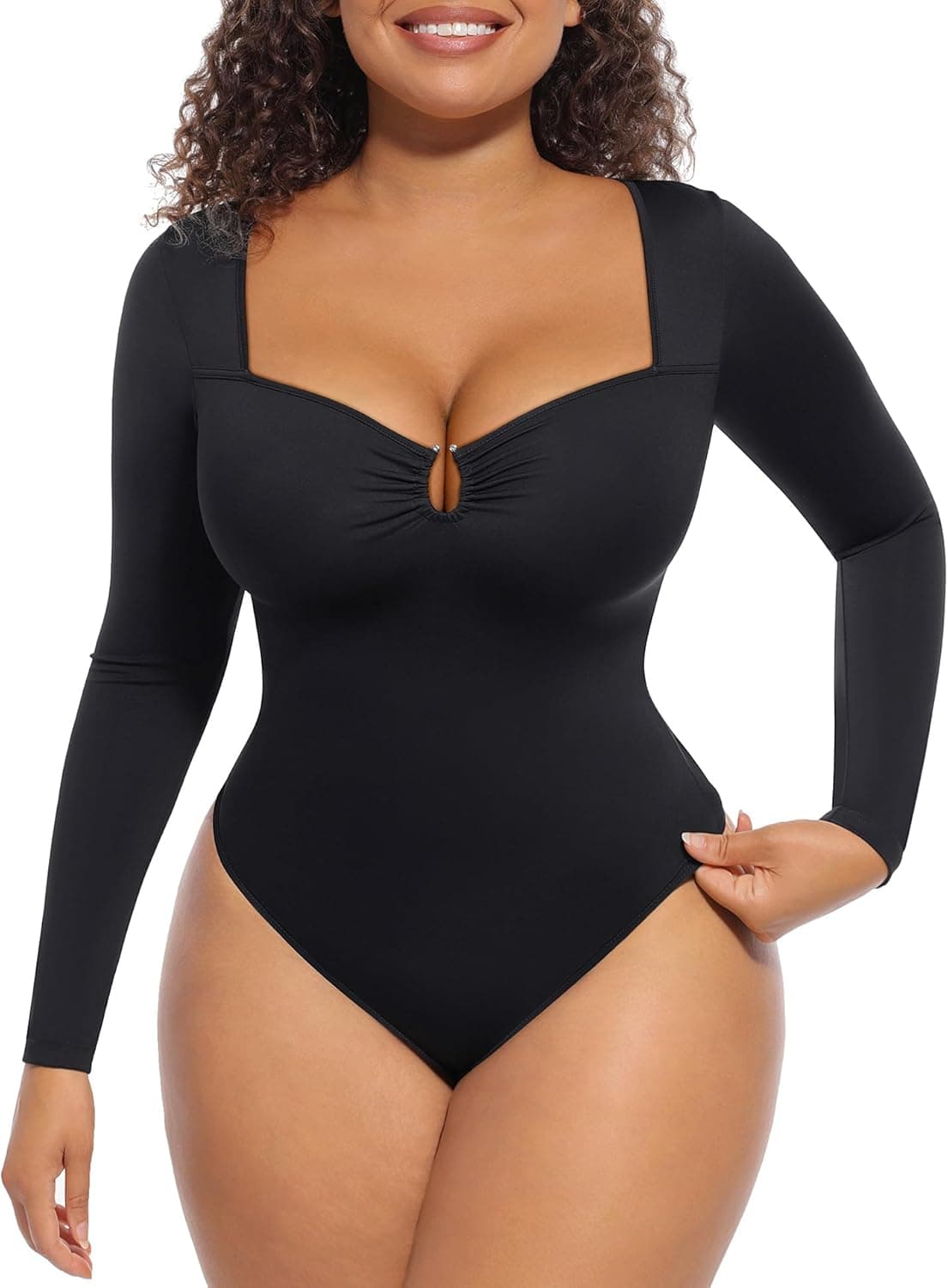 FeelinGirl Long Sleeve Seamless Shapewear Bodysuit - Image 1