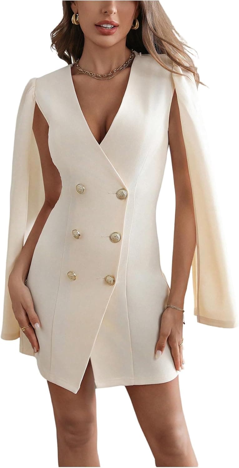 Floerns Cape-Style Double Breasted Blazer Dress - Image 1
