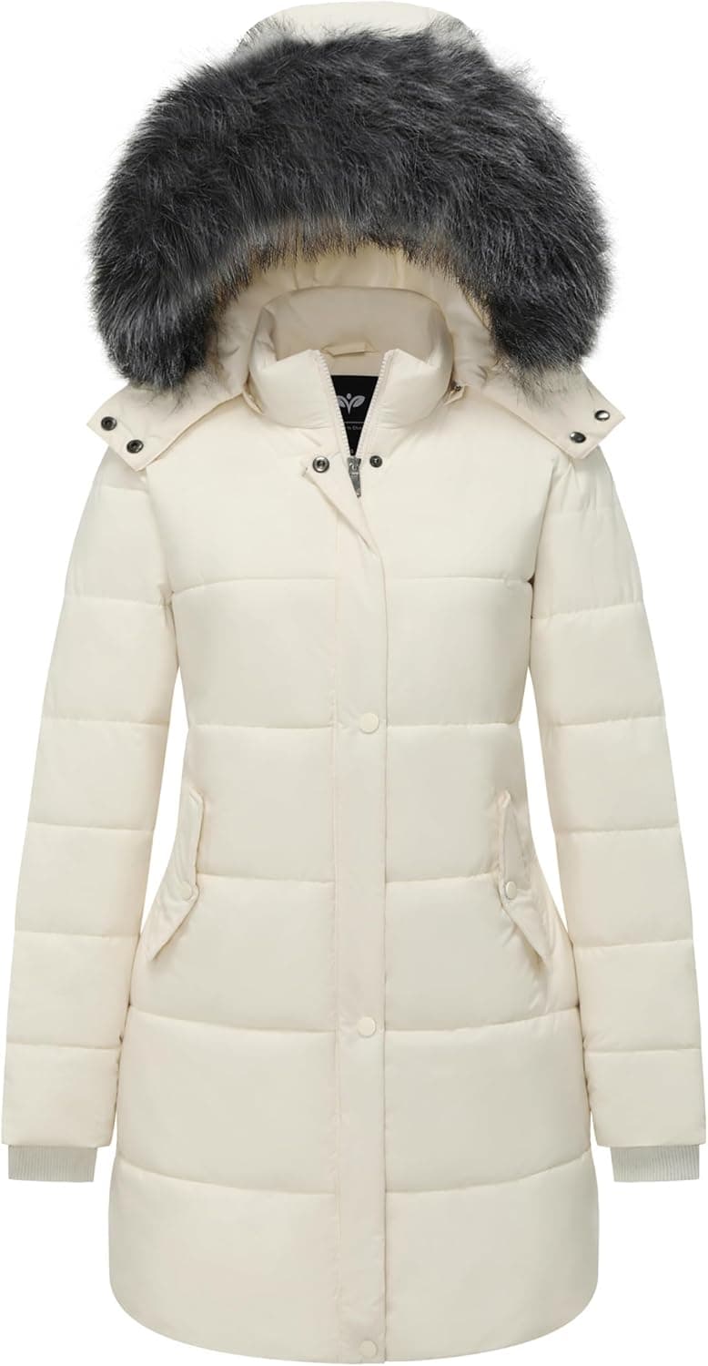 GGleaf Winter Puffer Coat with Detachable Fur Hood - Image 1