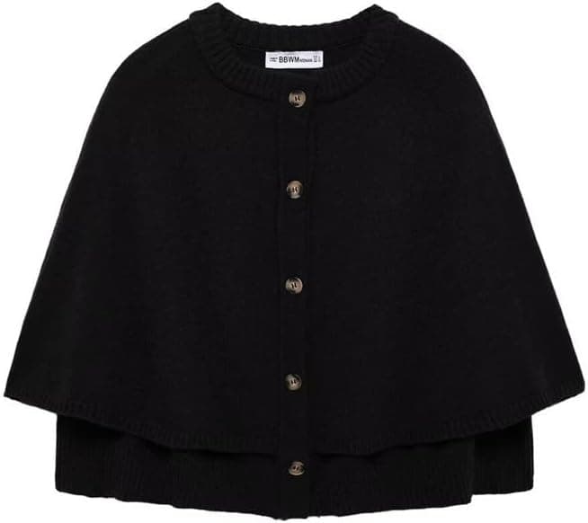 JOLILUNA Knit Cape Cardigan - Button-Up Cropped Sweater - Image 1