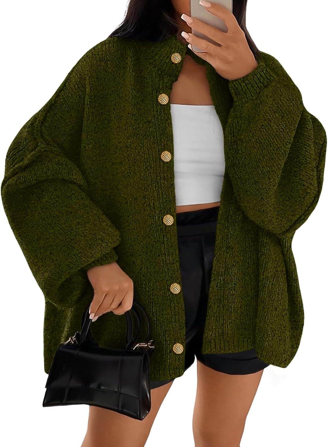 LILLUSORY Oversized Chunky Knit Button-Down Cardigan - Image 1