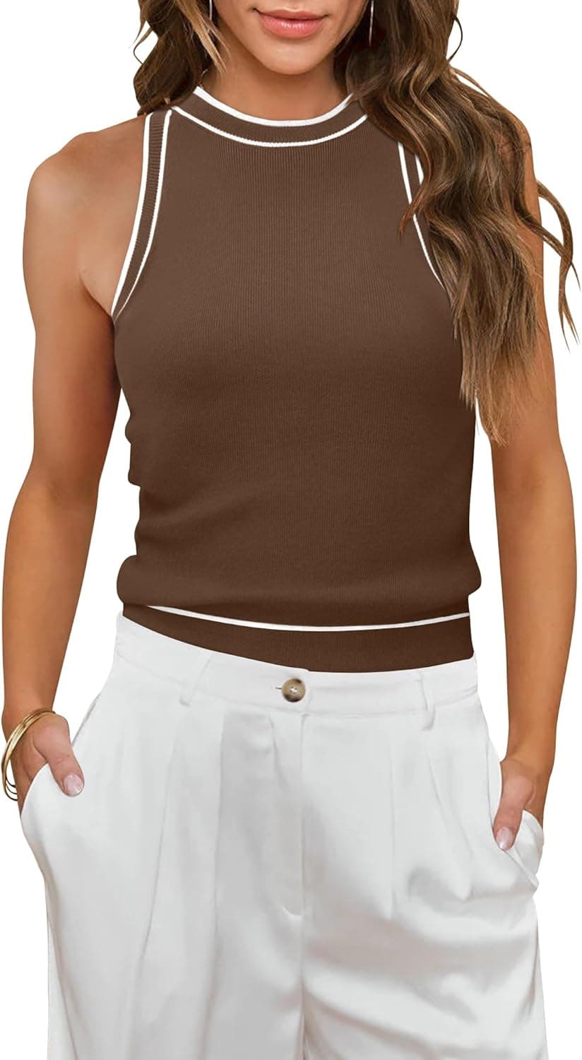 MIHOLL Ribbed Halter Racerback Tank Top - Image 1