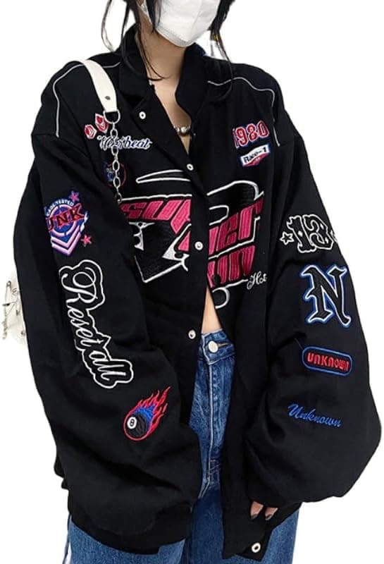 POHADON Vintage Y2K Varsity Bomber Jacket - Korean Streetwear - Image 1