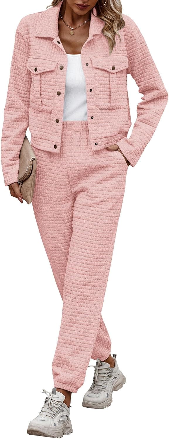 PRETTYGARDEN Women's Shacket & Sweatpants Two-Piece Set - Image 1