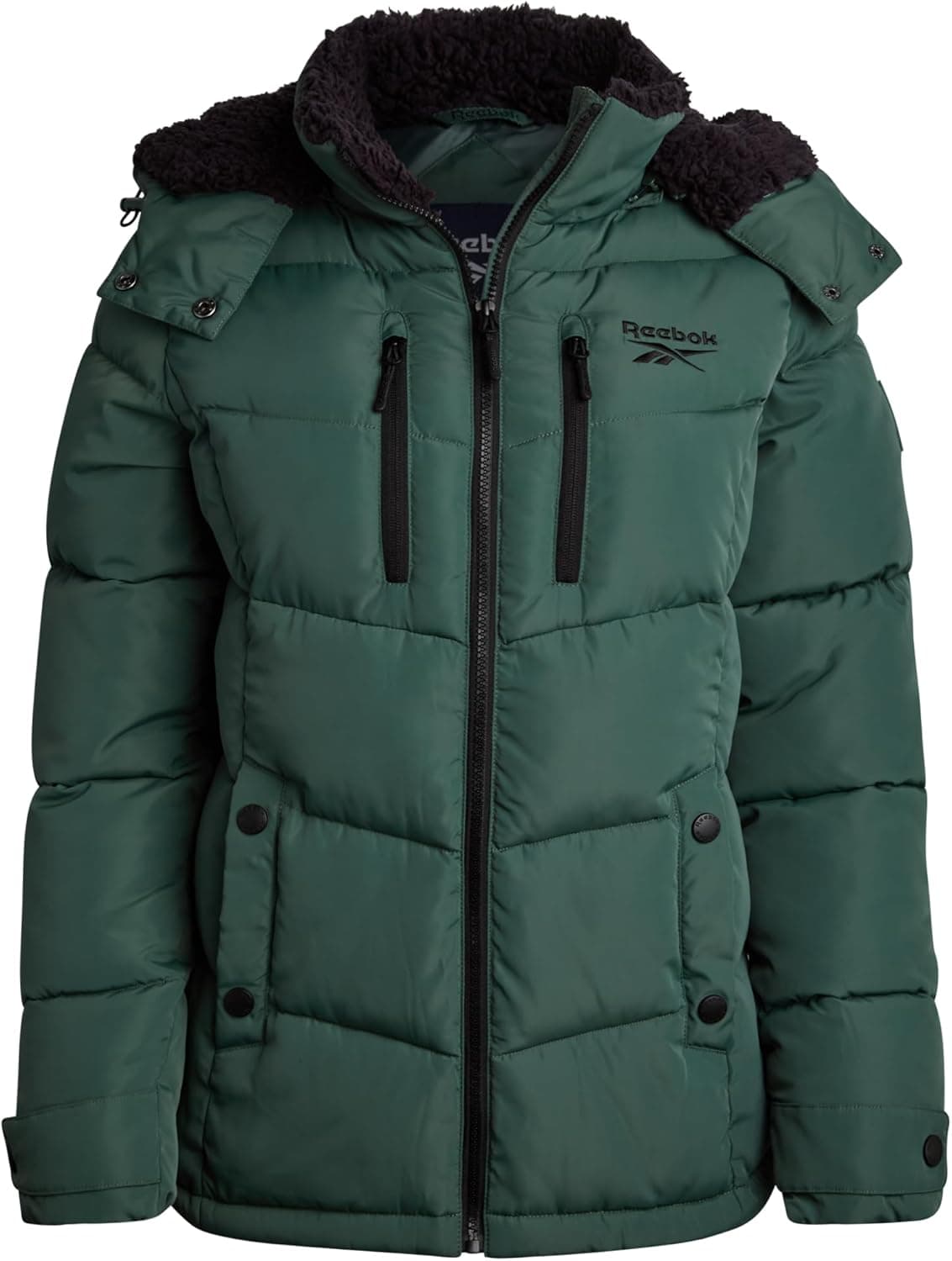 Reebok Heavyweight Puffer Jacket with Faux Fur Trim Hood - Image 1