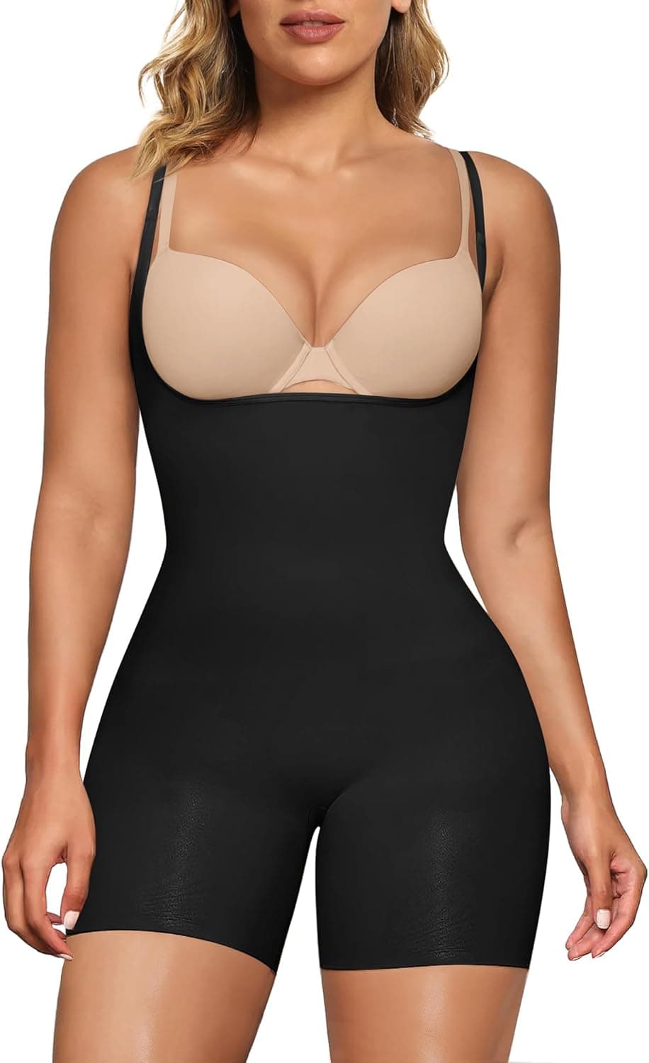 SHAPERX Seamless High-Waisted Open Bust Body Shaper - Image 1