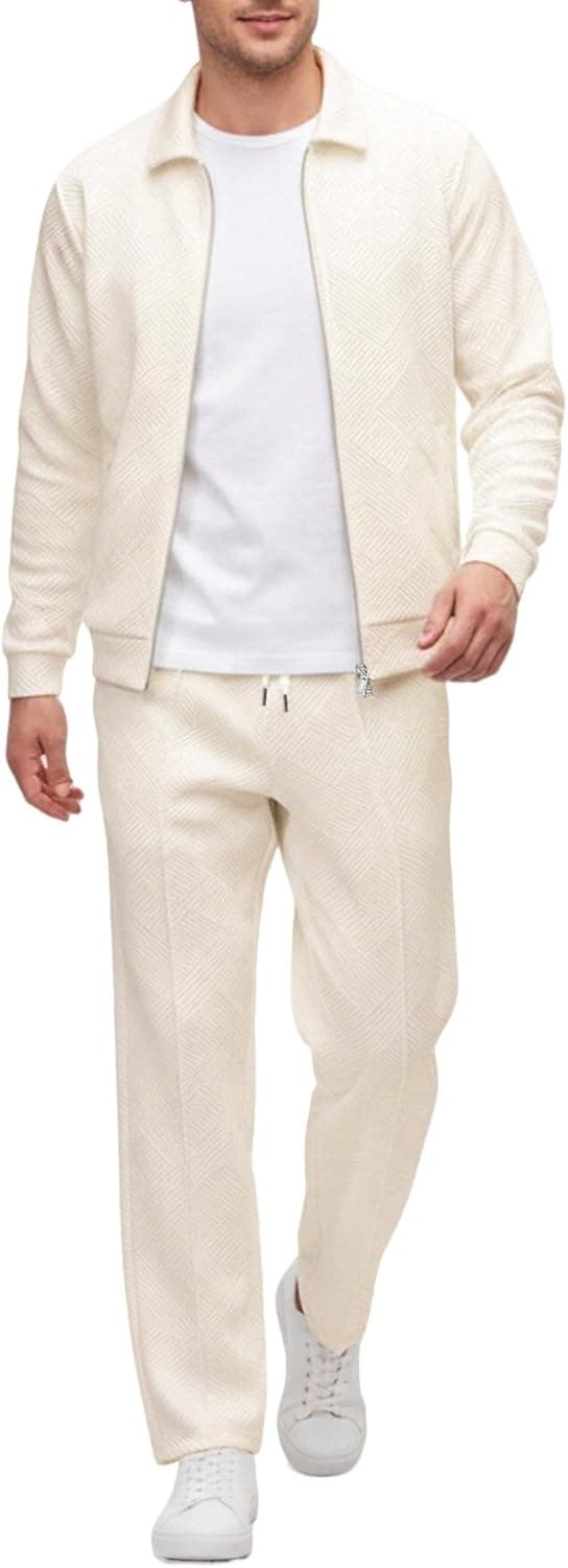 UOUA Men's Jacquard Tracksuit Set - Full-Zip Jacket & Joggers - Image 1