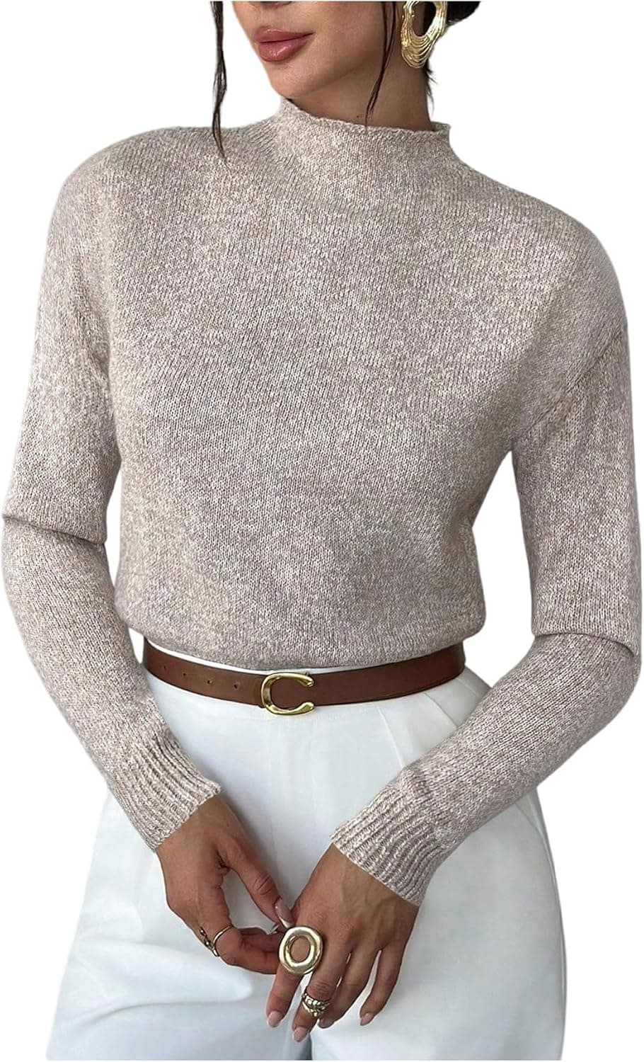 Verdusa Mock Neck Knit Pullover - Timeless Elegance - Image 1
