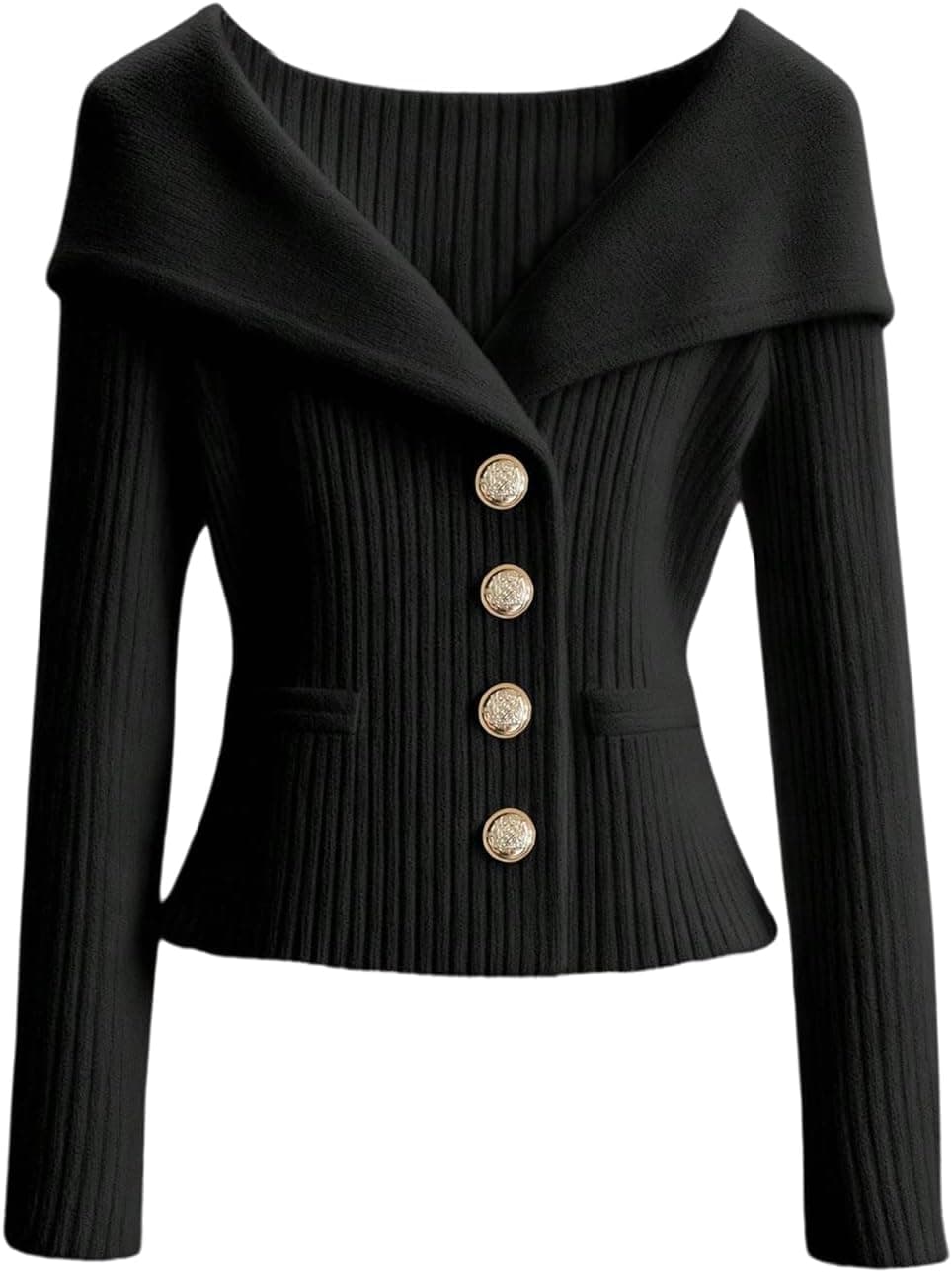 Verdusa Ribbed Knit Button-Down Cardigan - Classic Fitted Style - Image 1