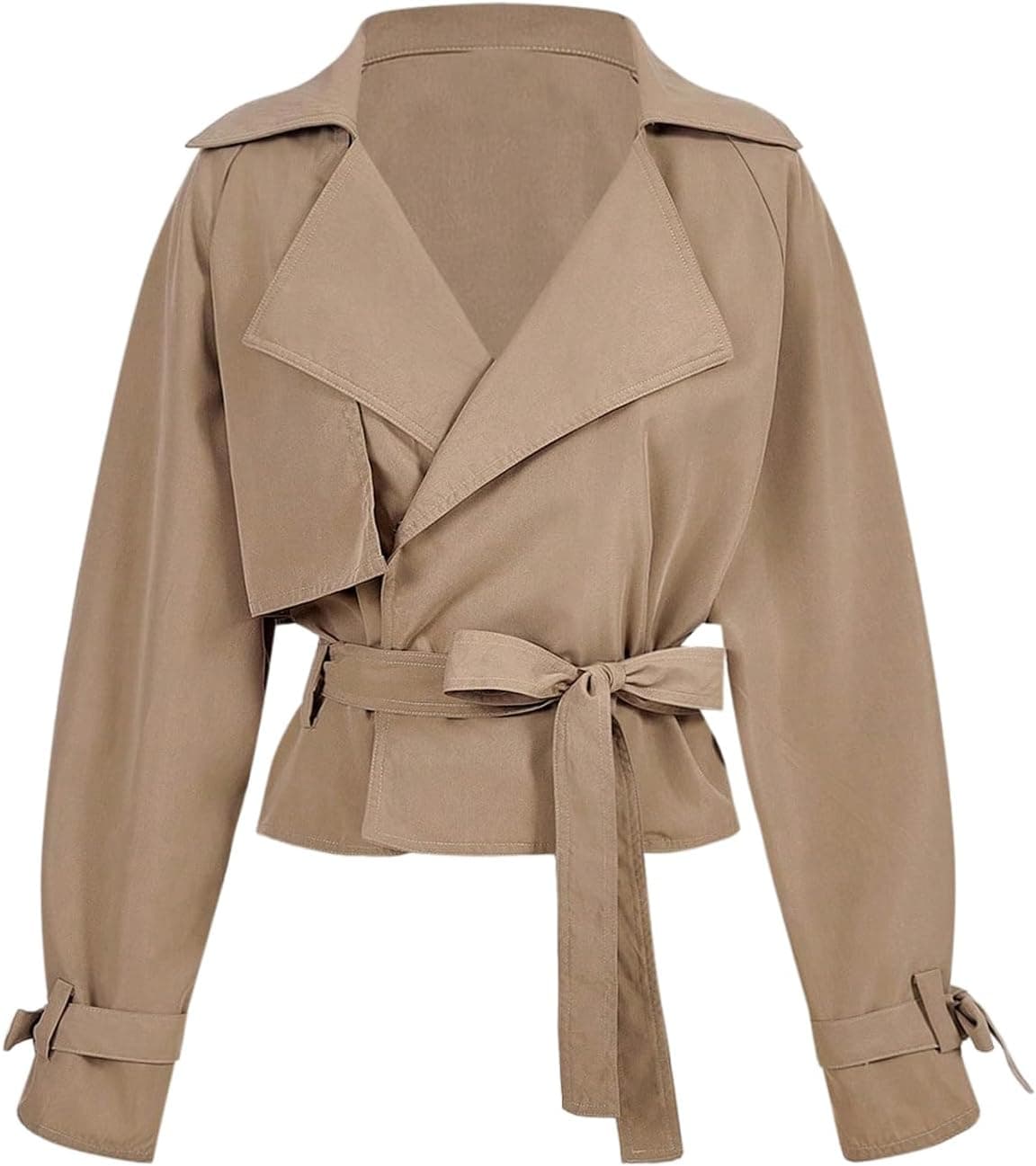 Verdusa Cropped Trench Coat with Tie Belt - Image 1