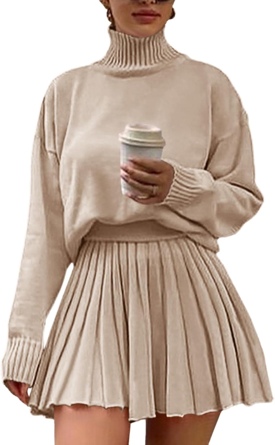 Jenisso Turtleneck Sweater & Pleated Skirt Co-ord Set - Image 1