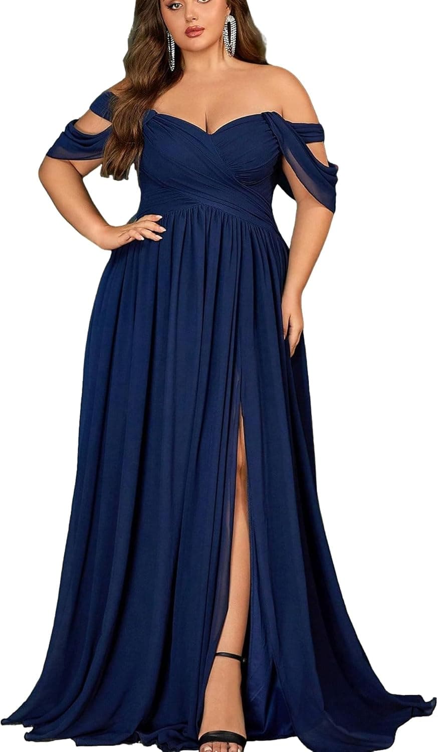 VOUIAO Elegant Chiffon A-Line Maxi Dress - Plus Size - Image 1