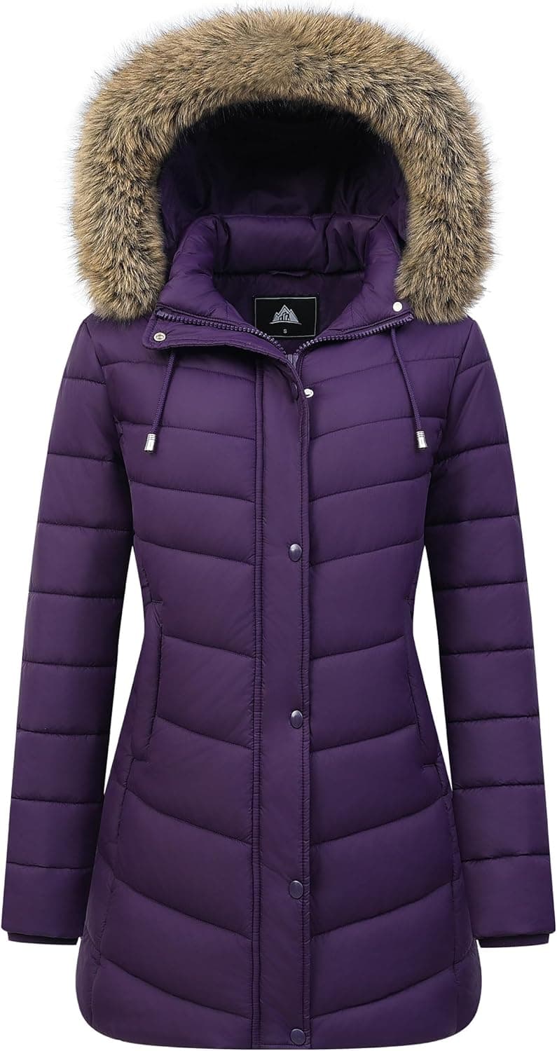 Pufflady Long Winter Puffer Coat with Fleece Lining - Image 1