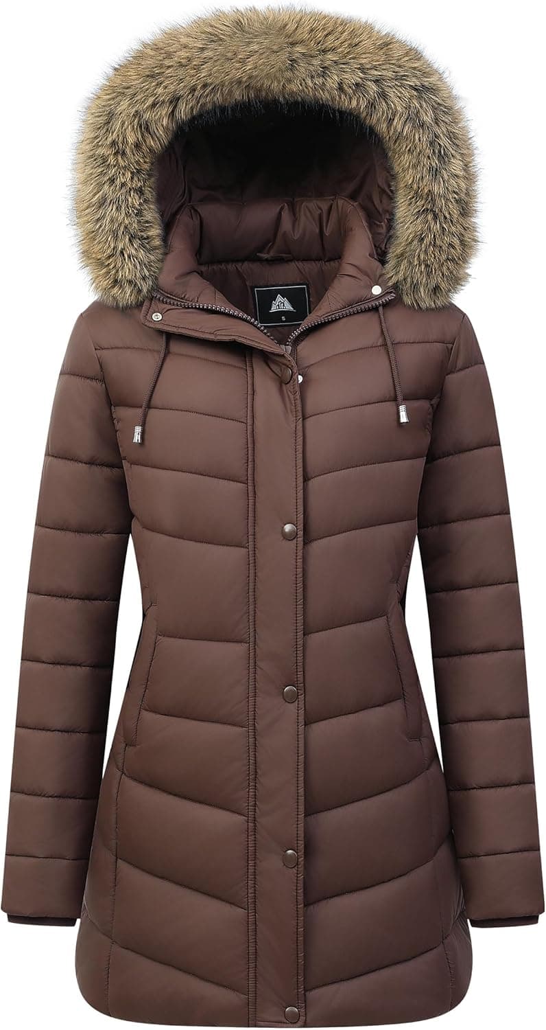 Pufflady Ultra-Warm Long Puffer Coat with Detachable Hood - Image 1