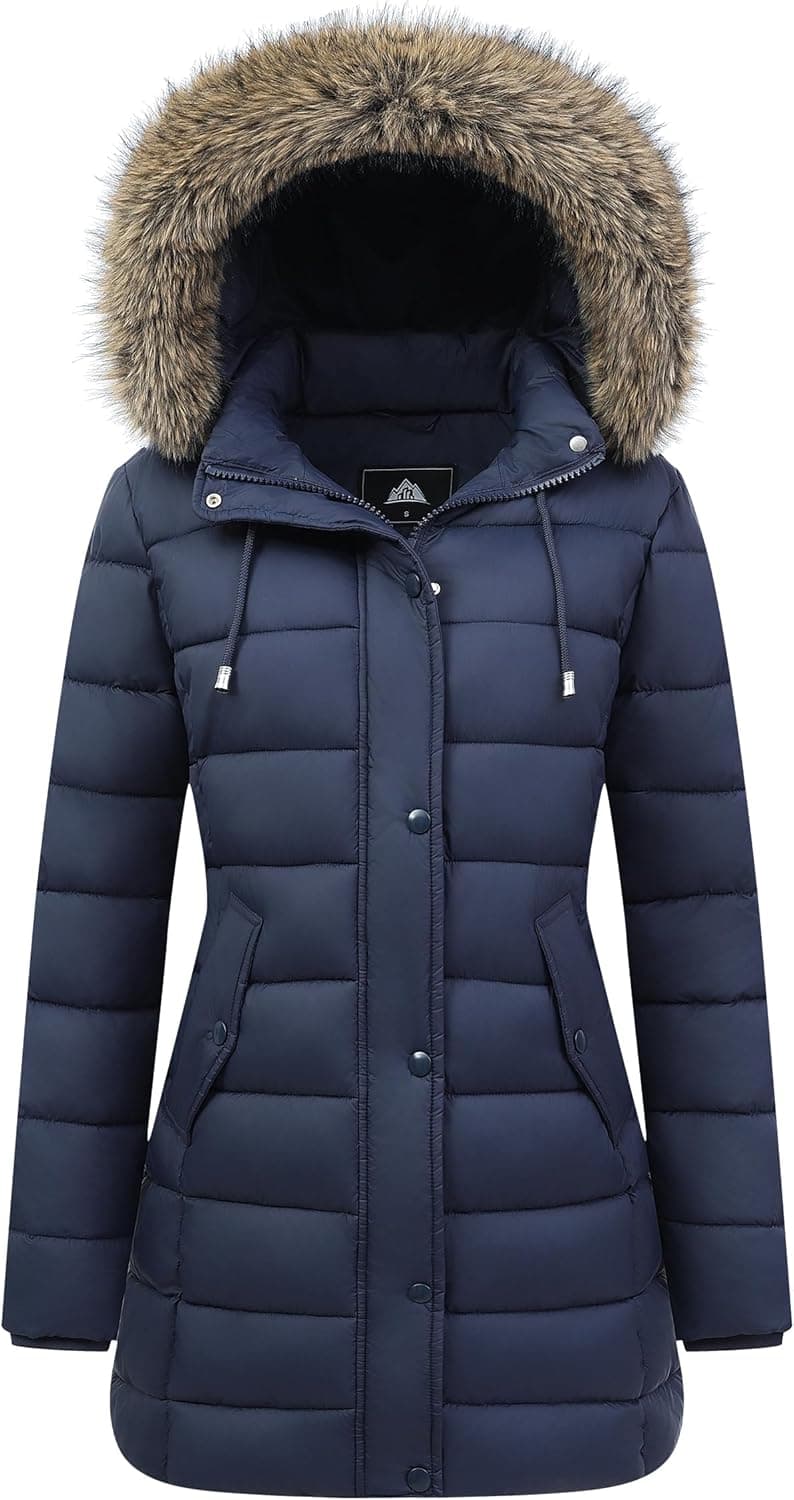 Pufflady Arctic Shield Long Puffer Coat with Faux Fur Hood - Image 1