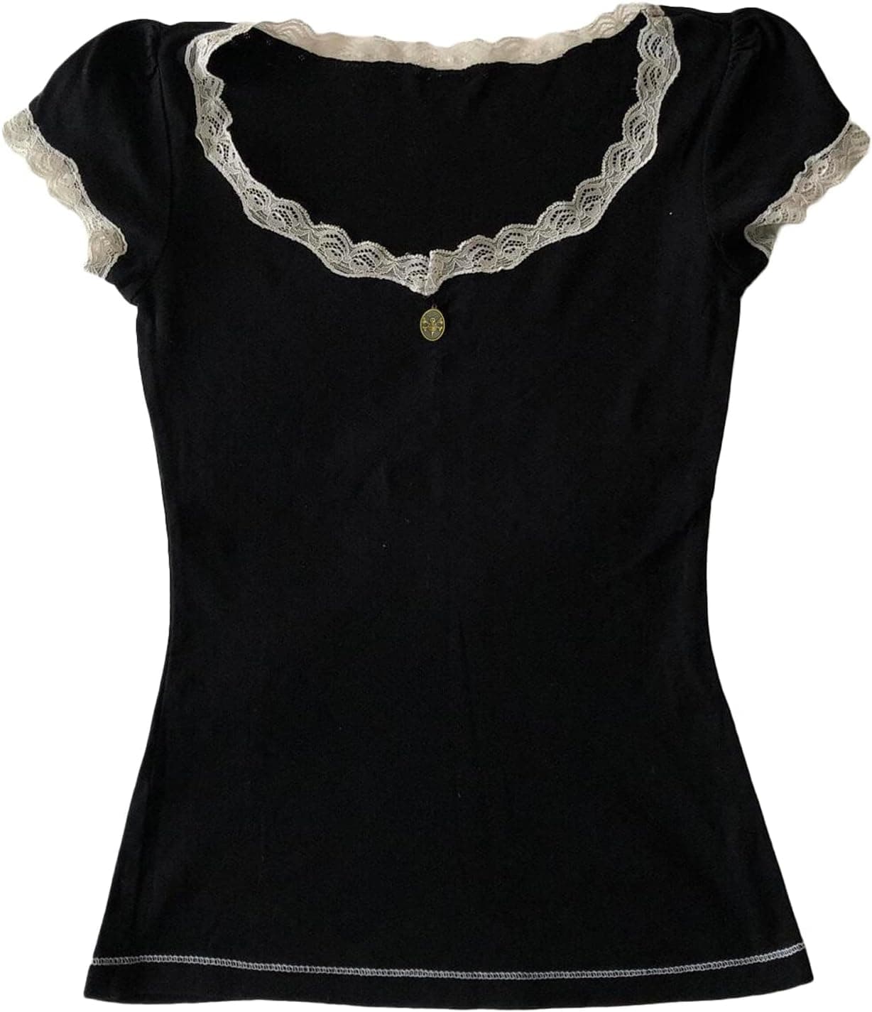 Tsultryofs Y2K Lace Trim Crop Tee - Fairy Grunge Style - Image 1